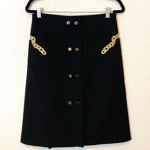 VTG Black Pencil Skirt with Gold Detail